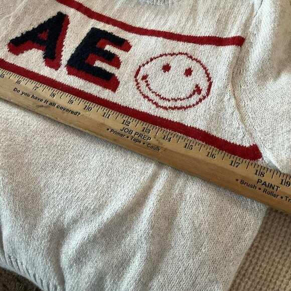 NWT American Eagle Outfitters Gray Smiley Graphic Mock Neck Sweater Medium M - Picture 6 of 10